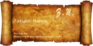 Zatyko Manna névjegykártya